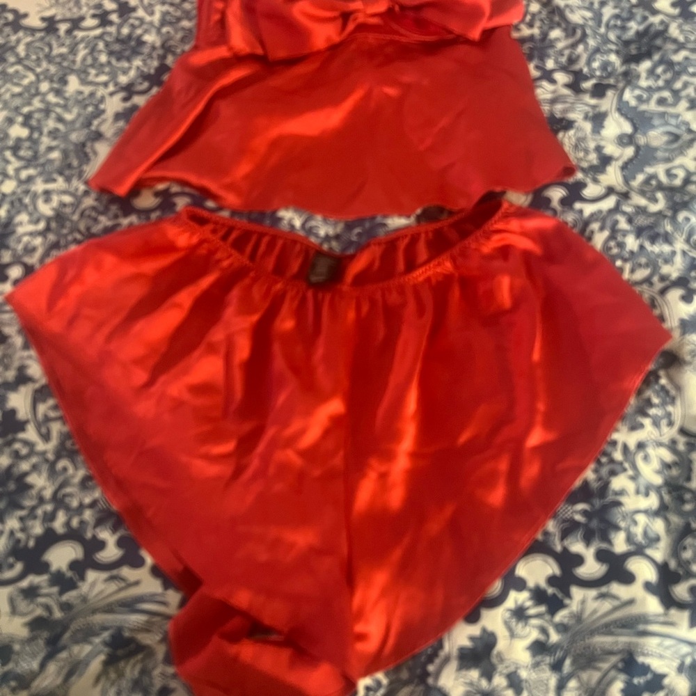 Victoria's Secret Red Dance Costume Satin Finish